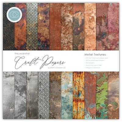 The Essential Craft Papers Metal Textures 12 x 12 Paper Pad by Craft Consortium - Craftywaftyshop