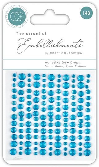 The Essential Embellishments Adhesive Dew Drops Blue by Craft Consortium - Craftywaftyshop
