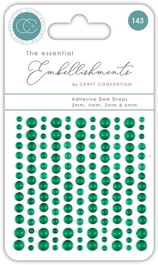 The Essential Embellishments Adhesive Dew Drops Green by Craft Consortium - Craftywaftyshop