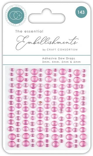 The Essential Embellishments Adhesive Dew Drops Pink by Craft Consortium - Craftywaftyshop
