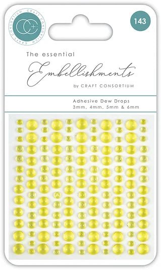 The Essential Embellishments Adhesive Dew Drops Yellow by Craft Consortium - Craftywaftyshop