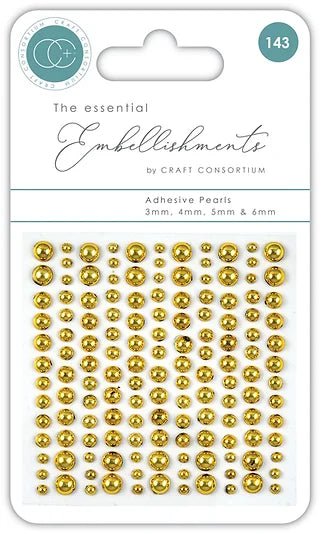 The Essential Embellishments Adhesive Pearls Gold by Craft Consortium - Craftywaftyshop