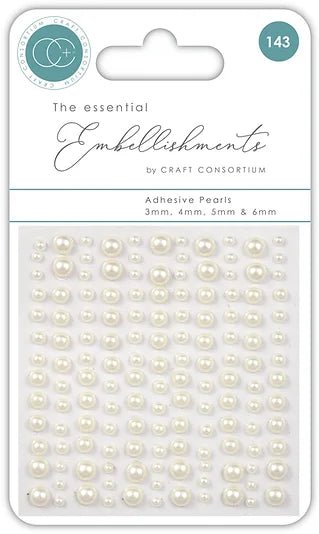The Essential Embellishments Adhesive Pearls Natural by Craft Consortium - Craftywaftyshop