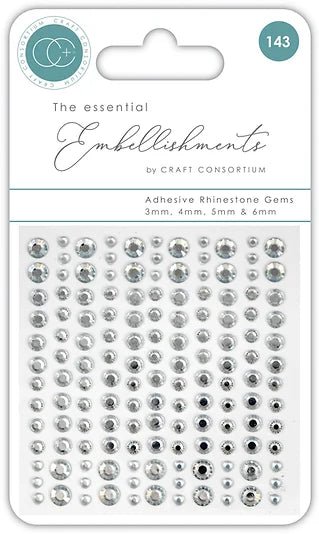The Essential Embellishments Adhesive Rhinestone Gems Clear by Craft Consortium - Craftywaftyshop