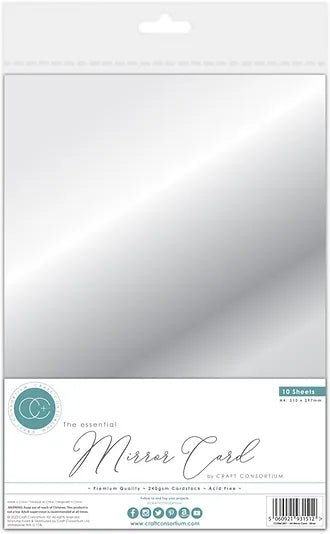 The Essential Mirror Card A4 Silver Mirror Card by Craft Consortium - Craftywaftyshop
