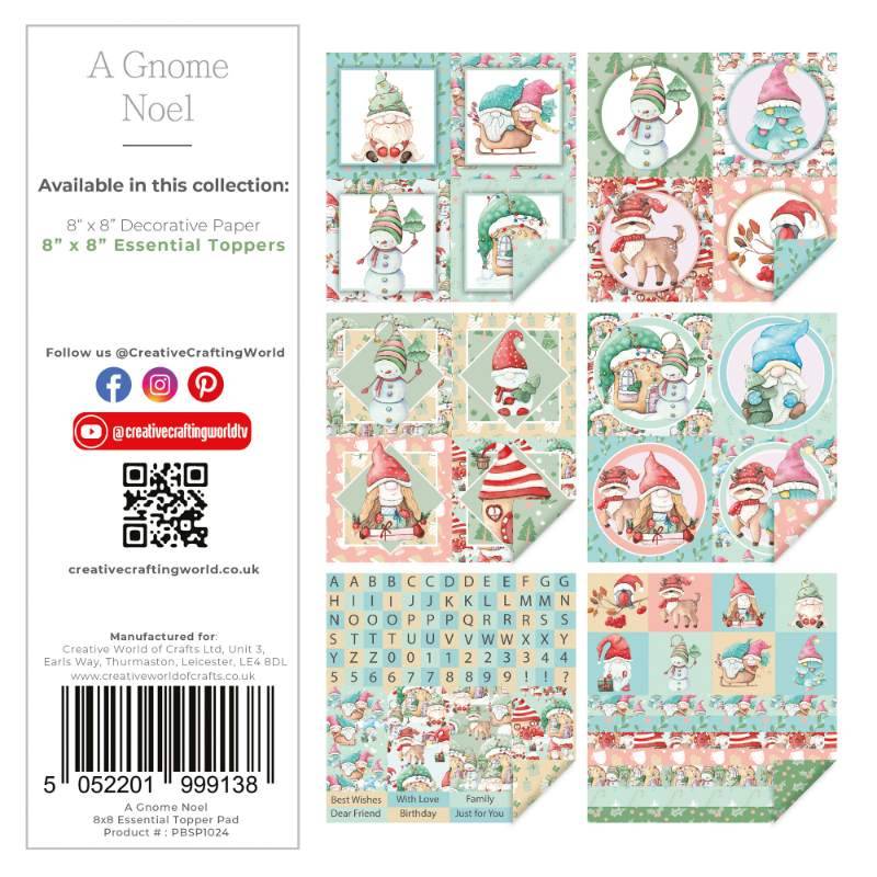 The Paper Boutique A Gnome Noel 8 in x 8 in Essential Topper Pad - Craftywaftyshop