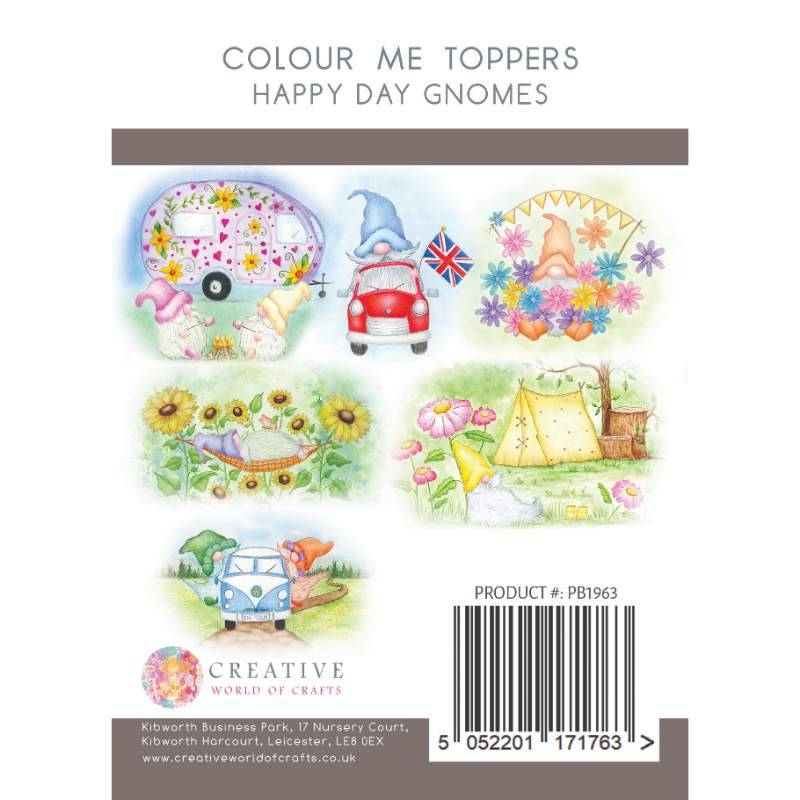 The Paper Boutique Happy Day Gnomes Colour Me Toppers Collection - Craftywaftyshop