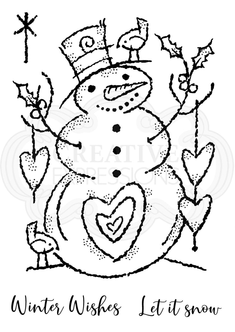 Woodware Clear Singles Loving Snowman Stamp by Creative Expressions - Craftywaftyshop