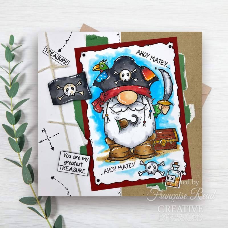 Woodware Clear Singles Pirate Gnome 4 in x 6 in Stamp - Craftywaftyshop