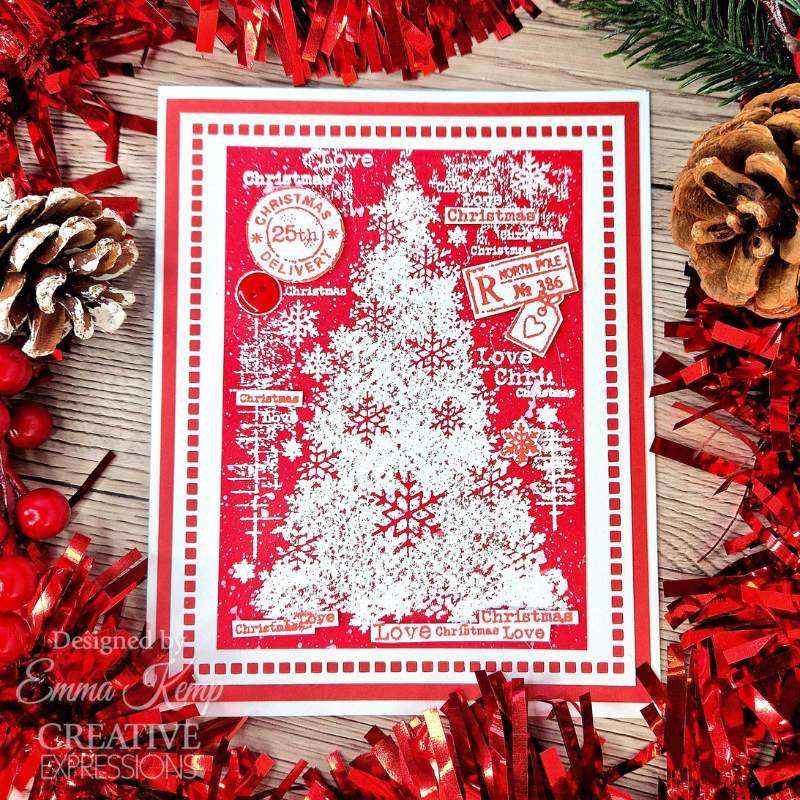 Woodware Clear Singles Snow Frosted Tree 4 in x 6 in Stamp Set by Creative Expressions - Craftywaftyshop