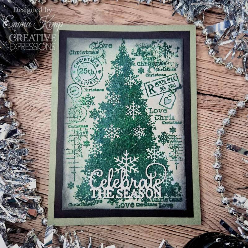 Woodware Clear Singles Snow Frosted Tree 4 in x 6 in Stamp Set by Creative Expressions - Craftywaftyshop