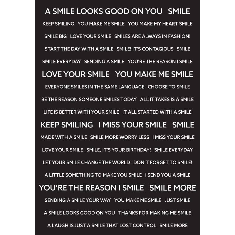 Wordies Sentiment Sheets – Smile Pk 4 6 in x 8 in by Creative Expressions - Craftywaftyshop