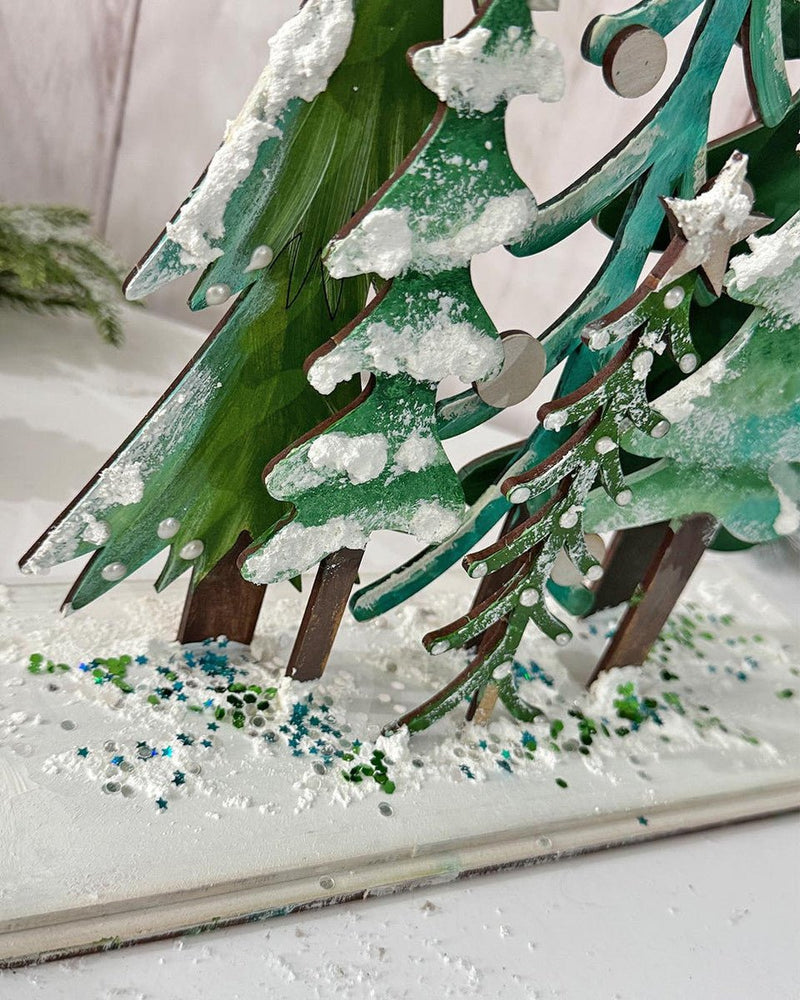 3D Christmas Tree Forest MDF Wood Blank Craft Kit by Polkadoodles - Craftywaftyshop