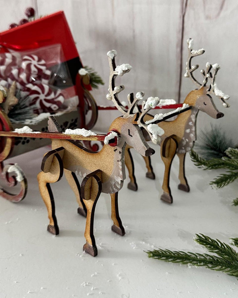 3D Santa's Reindeer Sleigh MDF blank Craft Kit by Polkadoodles - Craftywaftyshop