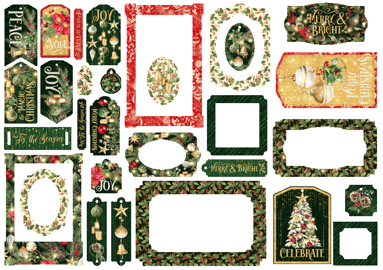Merry & Bright Chipboard Tags & Frames by Graphic 45