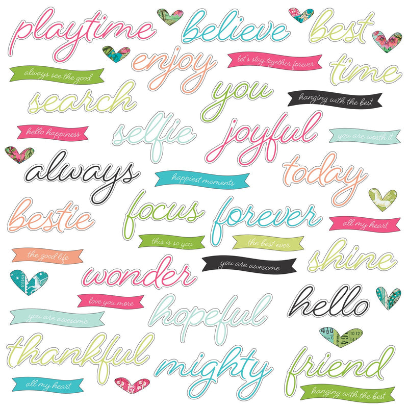 49 and Market Kaleidoscope Chipboard Words - Craftywaftyshop