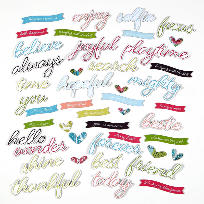 49 and Market Kaleidoscope Chipboard Words - Craftywaftyshop