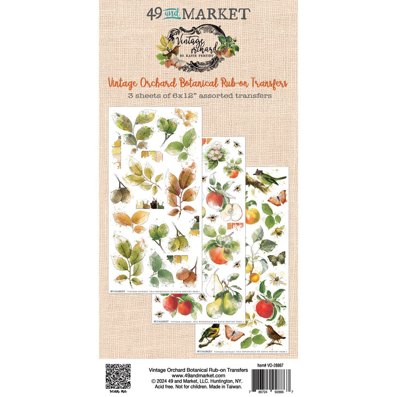 49 and Market Vintage Orchard Botanical Rub - on Transfer Set - Craftywaftyshop