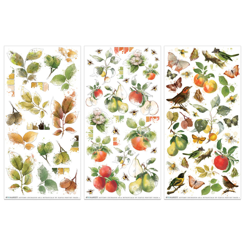 49 and Market Vintage Orchard Botanical Rub - on Transfer Set - Craftywaftyshop