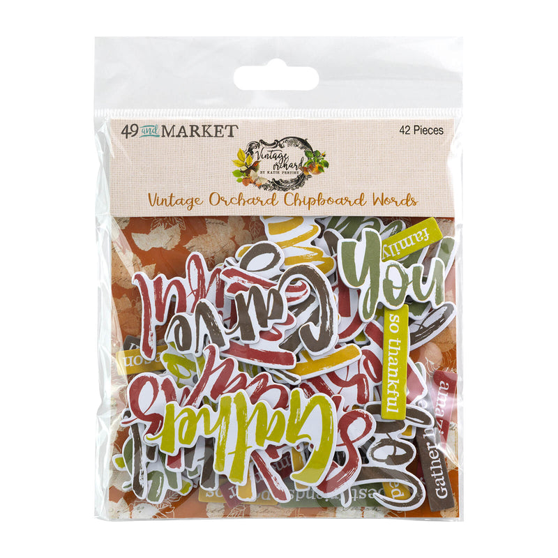 49 and Market Vintage Orchard Chipboard Die Cut Words - Craftywaftyshop