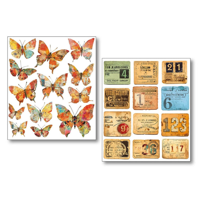 Ciao Bella Paper - Grungy Tags Mixed Media Sticker Set