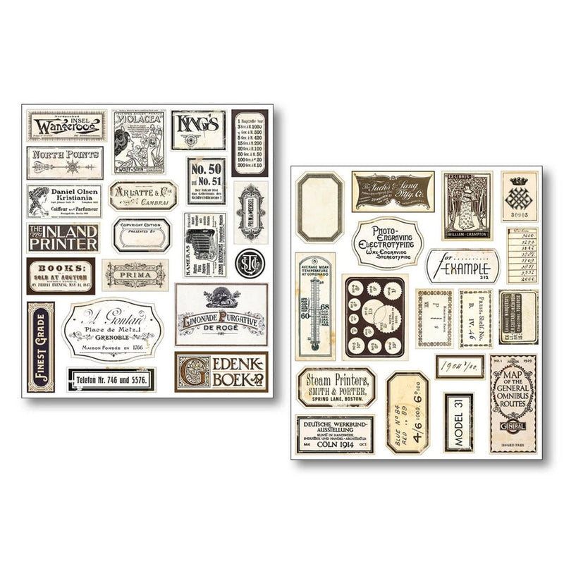 Ciao Bella Paper - Vintage Scripts Mixed Media Sticker Set