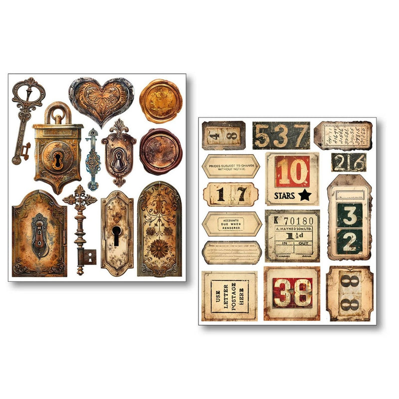 Ciao Bella Paper - Grungy Tags Mixed Media Sticker Set