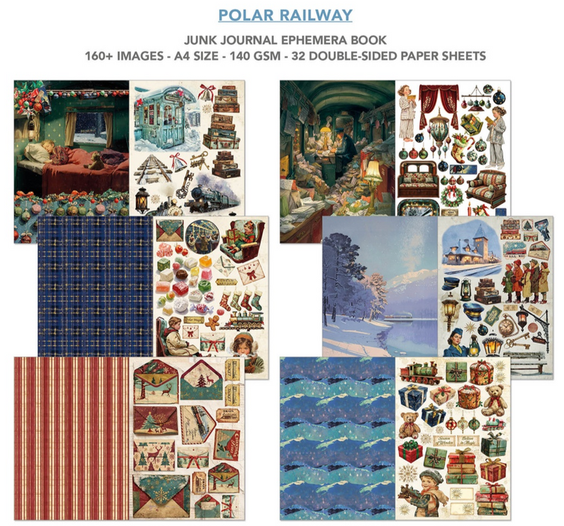 Ciao Bella Paper - Polar Railway - Junk Journal & Ephemera Book