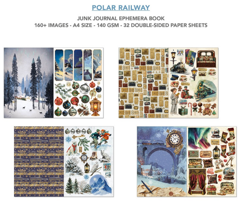 Ciao Bella Paper - Polar Railway - Junk Journal & Ephemera Book