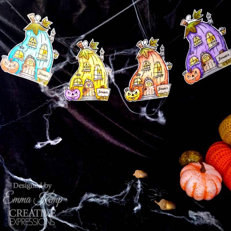 Woodware Clear Singles Pumpkin House 4 in x 6 in Stamp Set