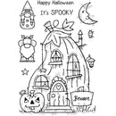 Woodware Clear Singles Pumpkin House 4 in x 6 in Stamp Set
