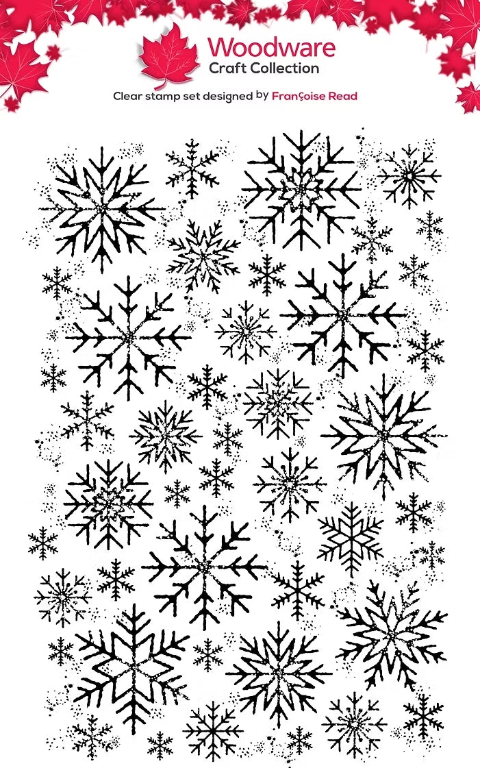 Woodware Snowflake Shower A6 Clear Stamp Set by Françoise read