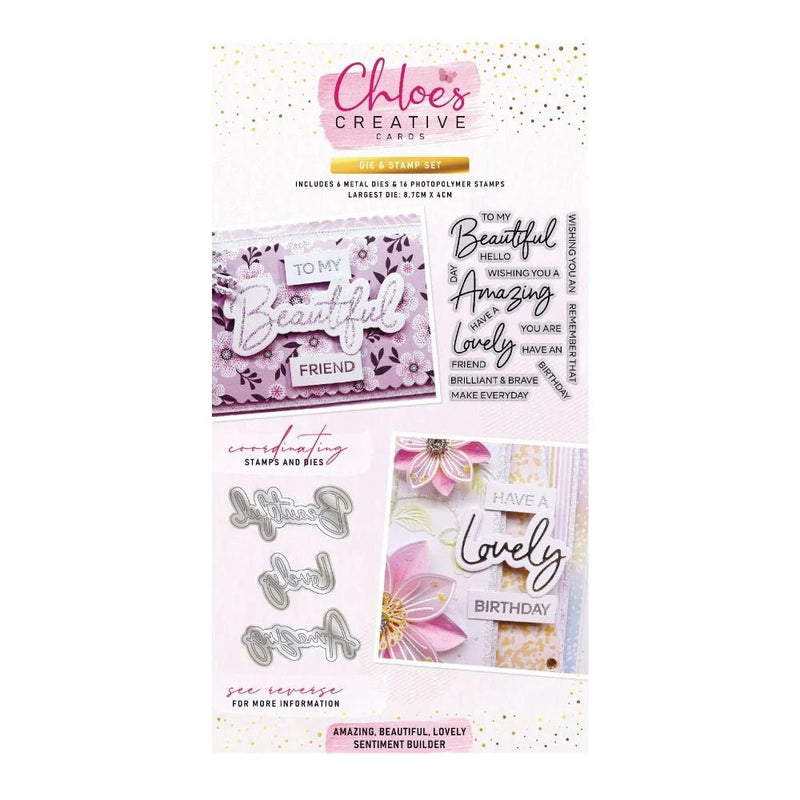 Amazing, Beautiful, Lovely Sentiment Builder Die & Stamp by Chloes Creative Cards - Craftywaftyshop
