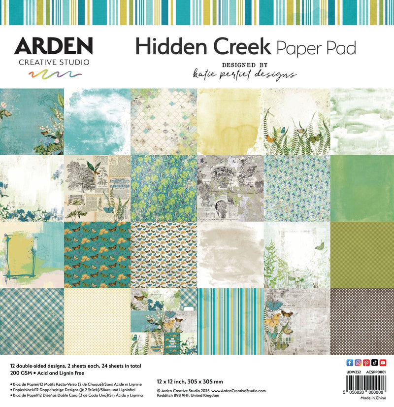 Arden Creative Studio Hidden Creek 8in x 8in Paper Pad - Craftywaftyshop