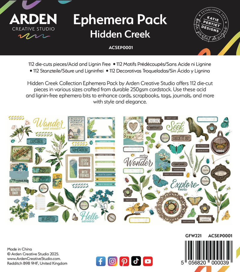 Arden Creative Studio Hidden Creek Ephemera Pack - Craftywaftyshop