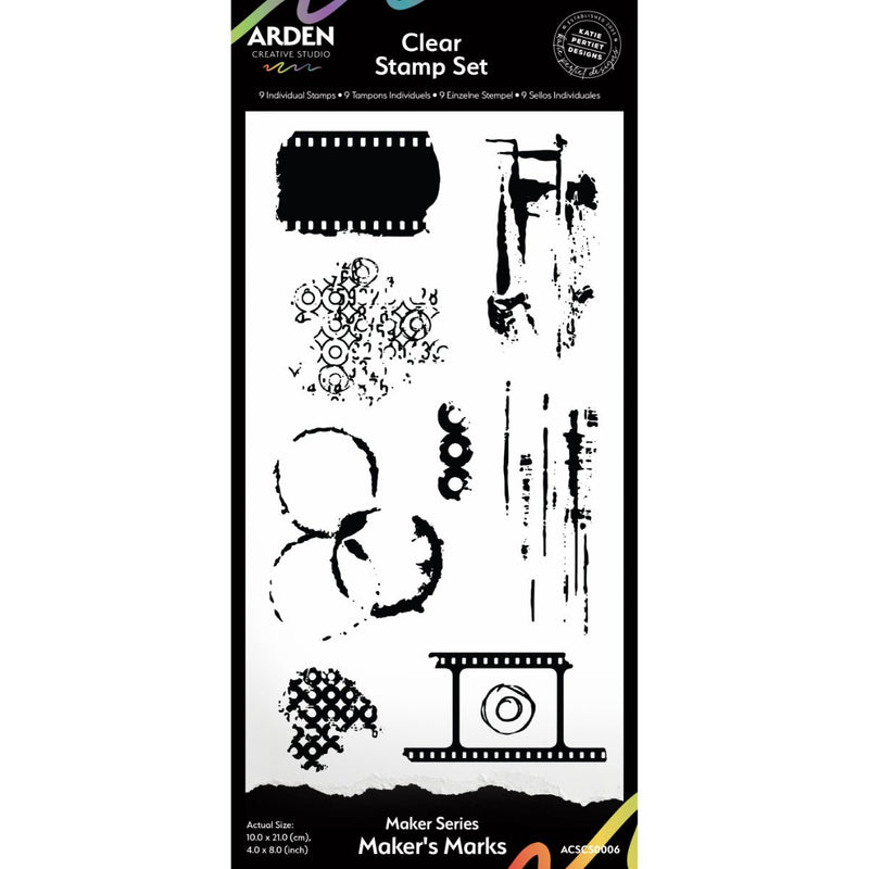 Arden Creative Studio Maker Series Maker's Marks 4 in x 8 in Clear Stamp Set - Craftywaftyshop