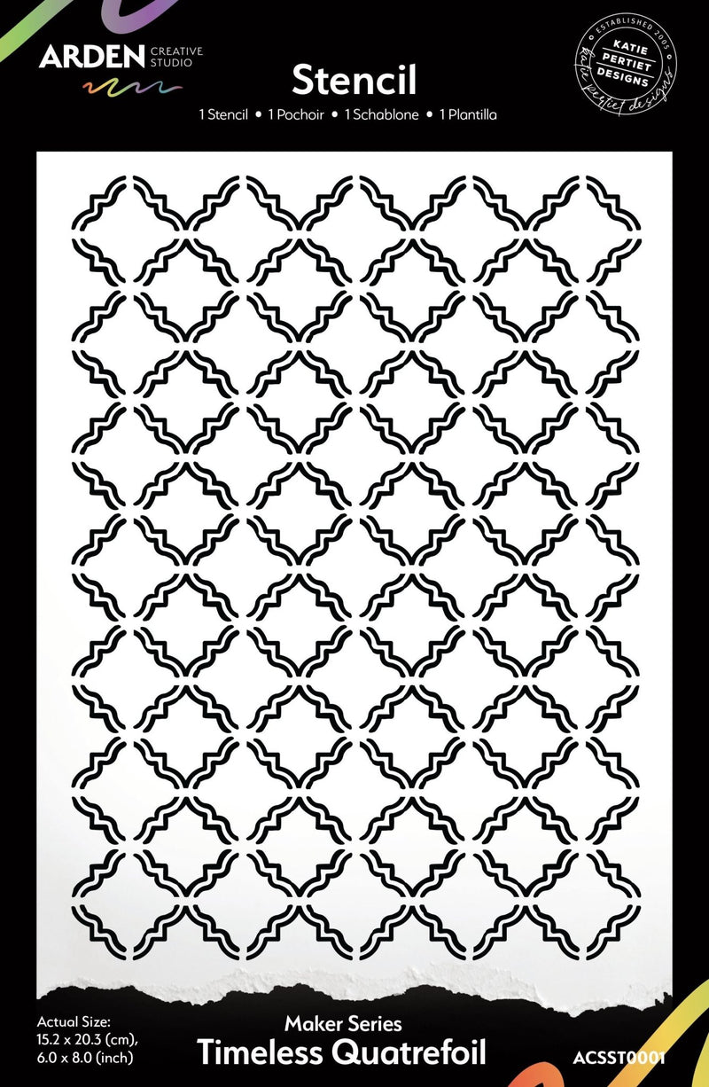 Arden Creative Studio Maker Series Timeless Quatrefoil 6in x 8in Stencil - Craftywaftyshop