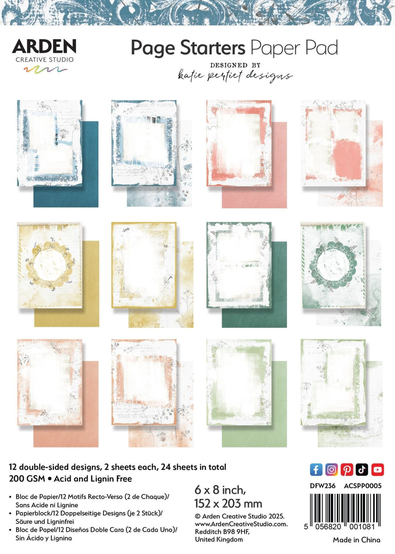 Arden Creative Studio Page Starters 6in x 8in Paper Pad - Craftywaftyshop