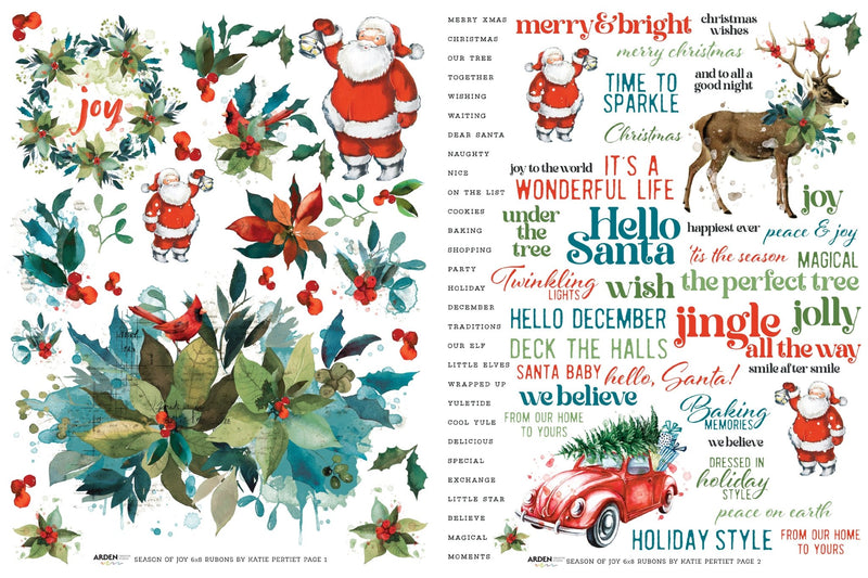 Arden Creative Studio Season of Joy 6in x 8in Rub - On Transfer Set - Craftywaftyshop