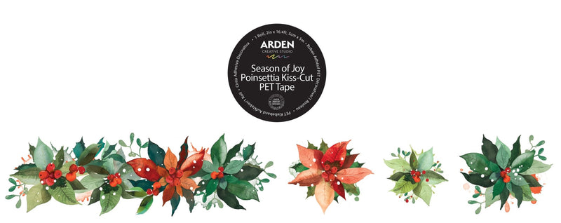 Arden Creative Studio Season of Joy Poinsettia Kiss - Cut PET Tape - Craftywaftyshop