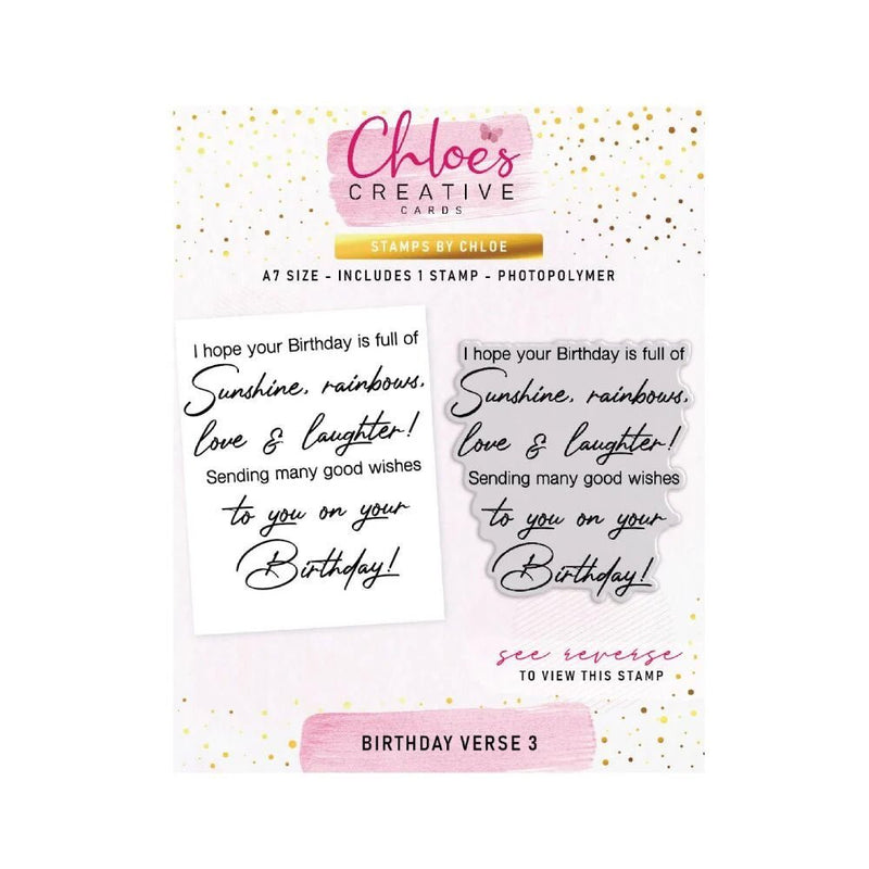 Birthday Verse 3 Photopolymer Stamp Set (A7) by Chloes Creative Cards - Craftywaftyshop