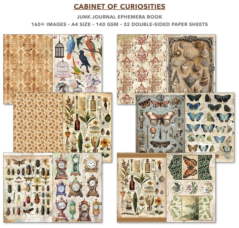 Cabinet of Curiosities Junk Journal Ephemera Book A4 32 Sheets by Ciao Bella - Craftywaftyshop