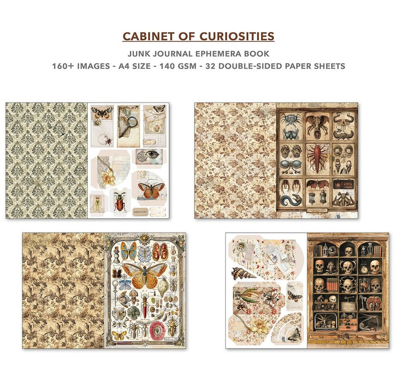 Cabinet of Curiosities Junk Journal Ephemera Book A4 32 Sheets by Ciao Bella - Craftywaftyshop