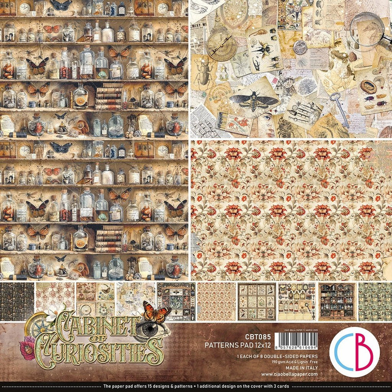Cabinet of curiosities Patterns Pad 12"x12" by Ciao Bella - Craftywaftyshop