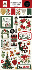 Carta Bella A Vintage Christmas 6x13 Chipboard Accents - Craftywaftyshop