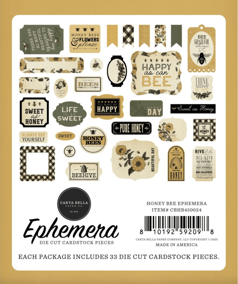 Carta Bella Honey Bee Cardstock Ephemera - Craftywaftyshop