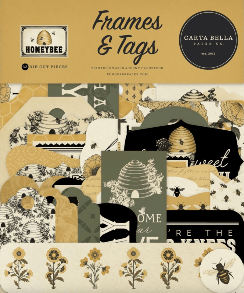 Carta Bella Honey Bee Cardstock Frames & Tags Ephemera - Craftywaftyshop