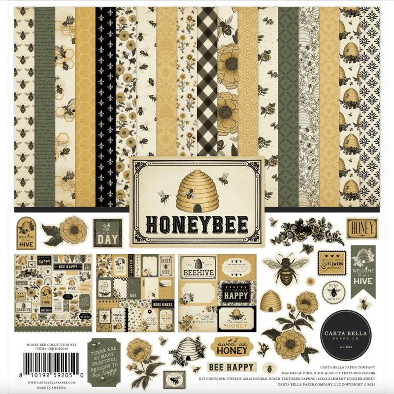 Carta Bella Honey Bee Collection Kit 12"X12" - Craftywaftyshop