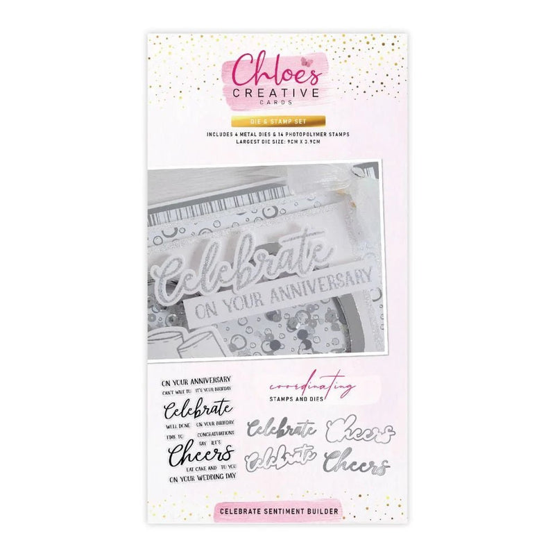 Celebrate Sentiment Builder Die & Stamp Set by Chloes Creative Cards - Craftywaftyshop