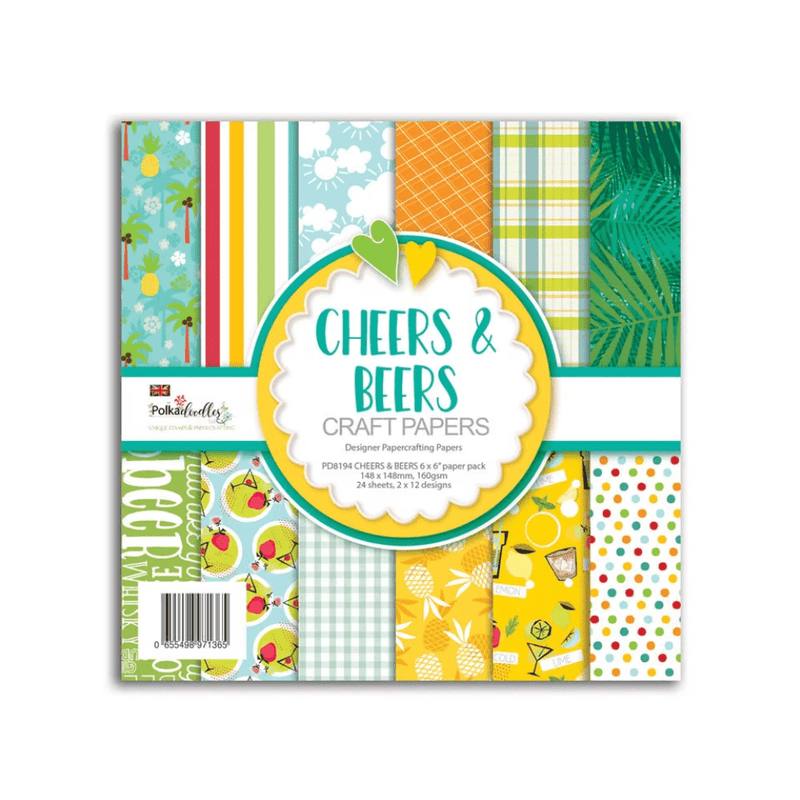 Cheers and Beers 6 x 6" Paper Pack By Polkadoodles - Craftywaftyshop